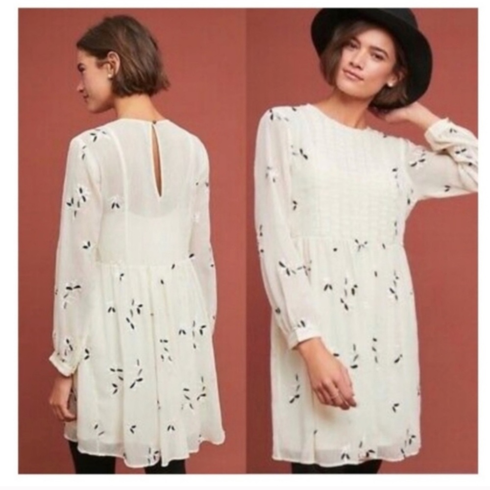 Feather Bone Feuille Embroidered Tunic Dress